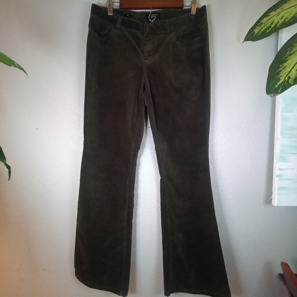 Talbots Velvet Deep Green Festive Midrise Bootcut Holiday Christmas Boho Jean 10 - Picture 2 of 11